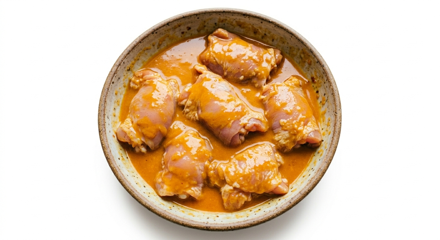 Куриное бедро в манго-йогуртовом маринаде(без кости)